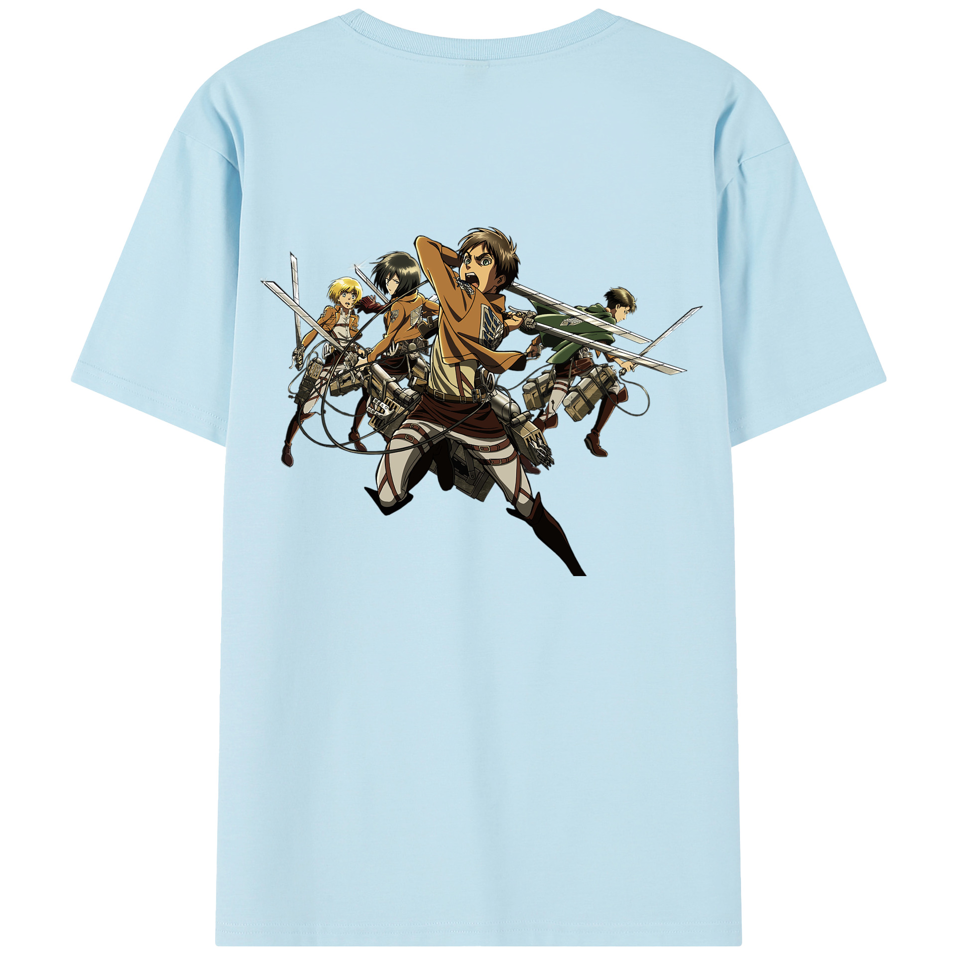 （画像用） 進撃の巨人 エレン･イェーガー Attack on Titan Eren Jäger 綿100％半袖Tシャツ（背面プリント）